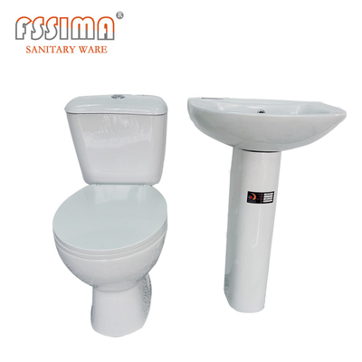 France Classical Style Ceramic Sanitary Ware Water Saving Two Piece Toilets With Basin